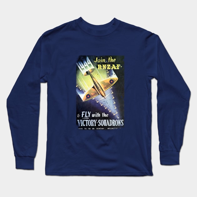 RNZAF Royal New Zealand Air Force WW2 Poster Vintage Long Sleeve T-Shirt by Jose Luiz Filho